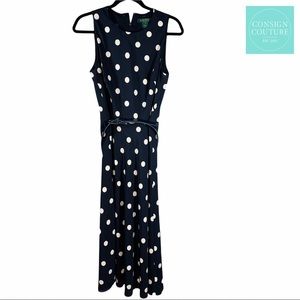 Ralph Lauren Polka Dot Fit and Flare Midi Dress